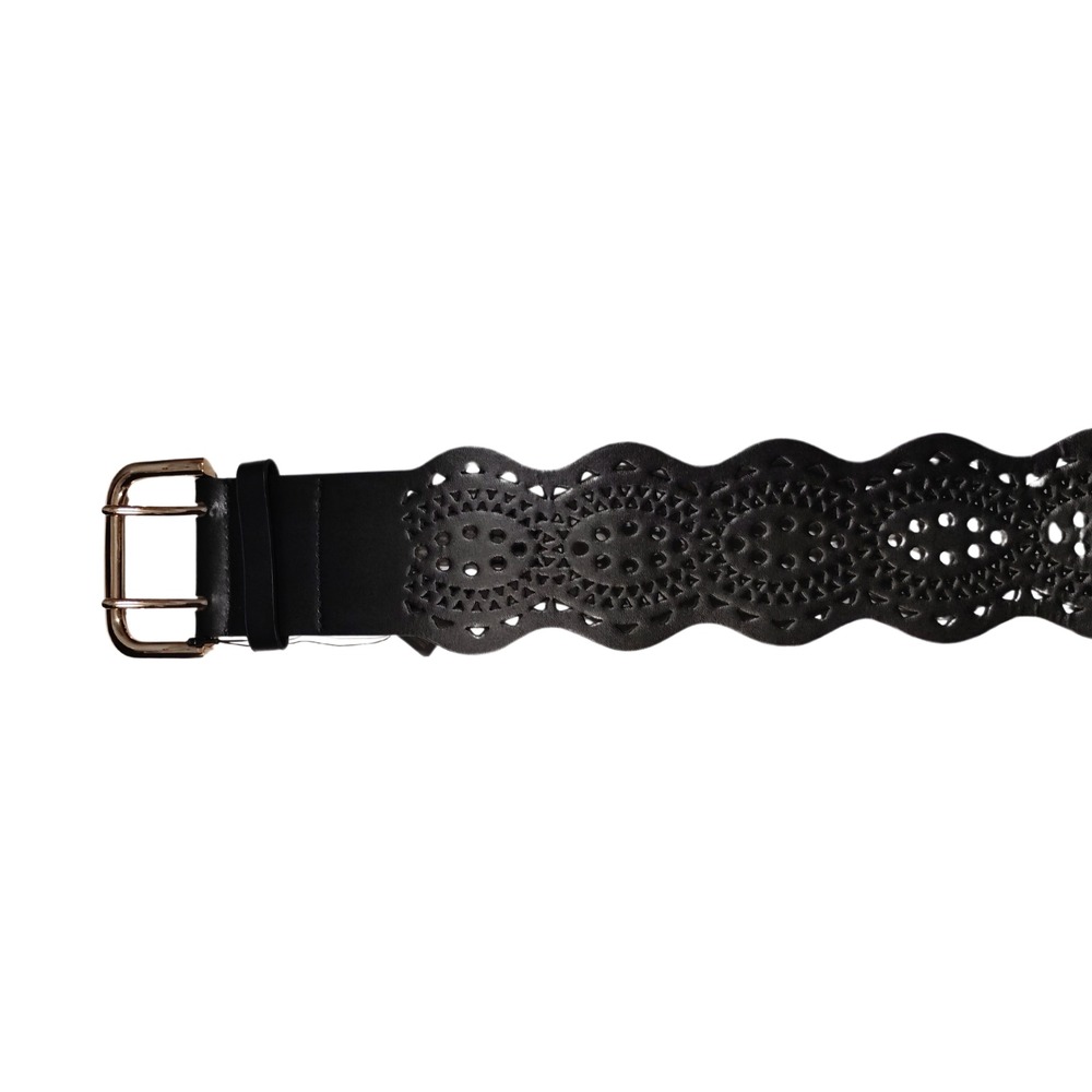 Black and Gold Scalloped Wide Belt XS/S Forever 21 (sku 1C)